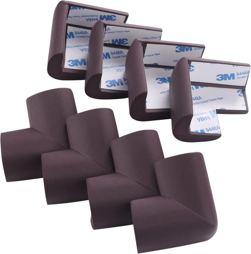 AIXMEET 8 Pack Corner Protector for Baby, Heavy-Duty Soft Rubber Foam Furniture Corner Bumper Guards, Child Safety Furniture Bumper, Adhesive Pre-Taped Corner Protectors,Soft Sponge Table Corners, Brown - Image 2